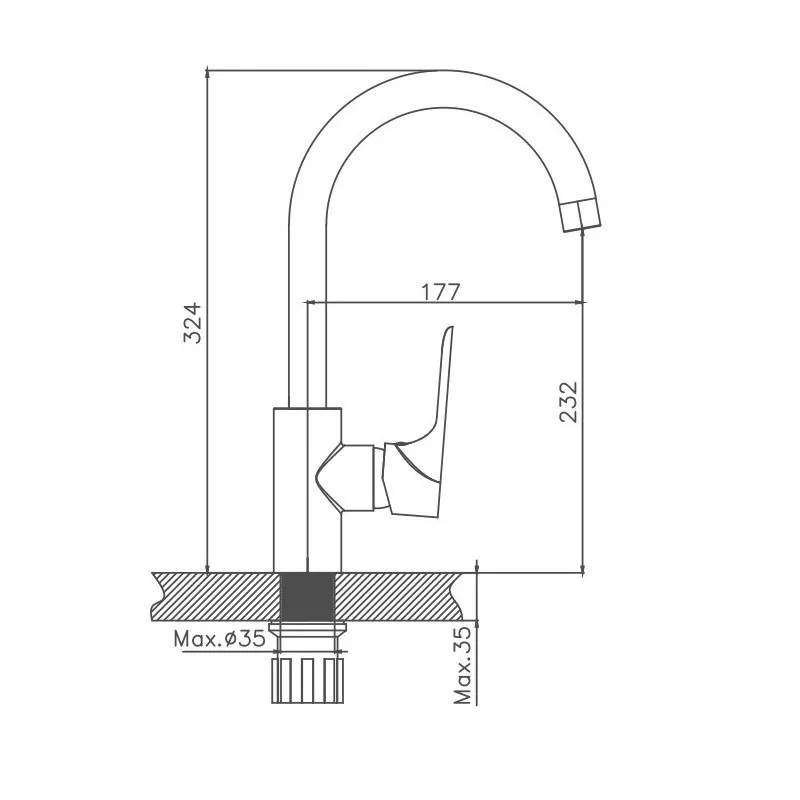 Смеситель для кухни Cron CN70172, хром