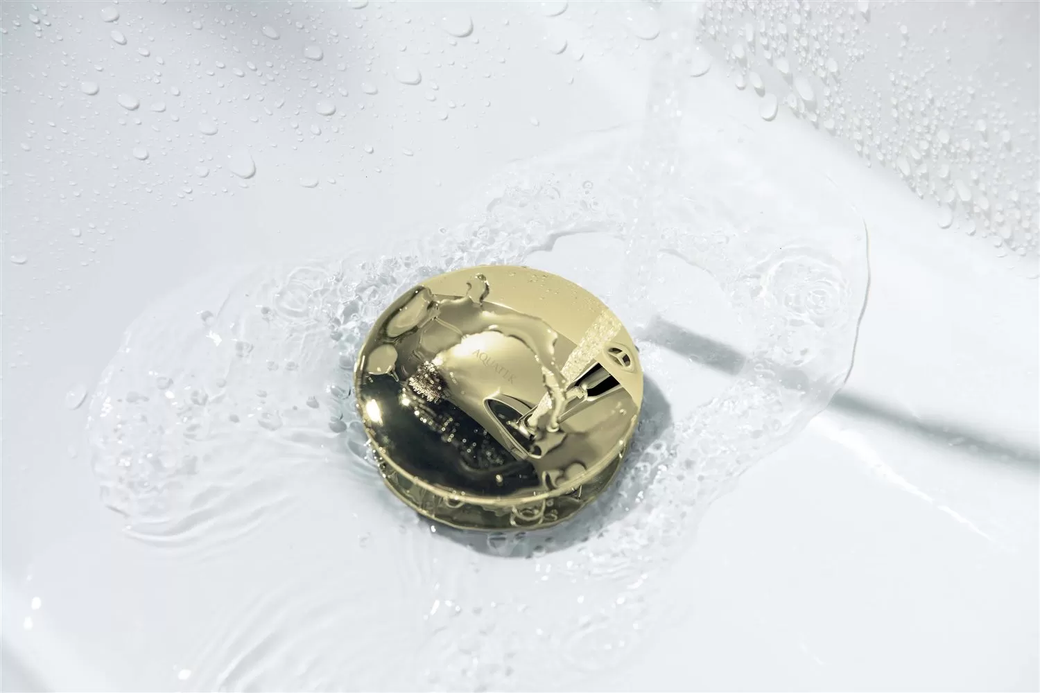 AQ6002PG сливной набор для раковины Push-open с переливом, крышка круглая, полир. золото
