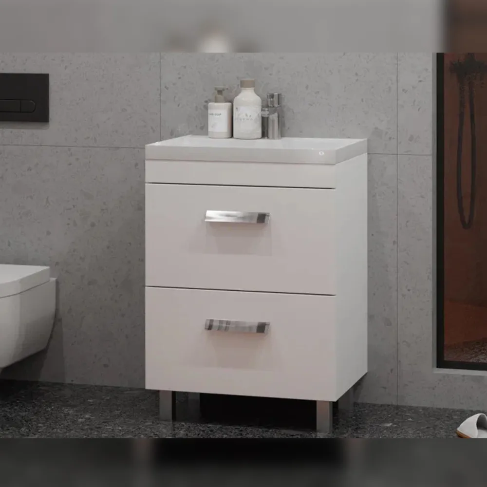 Тумба с раковиной напольная Velvex Orlando tn.ORL.CLA.60.2Y белый матовый, 60 см