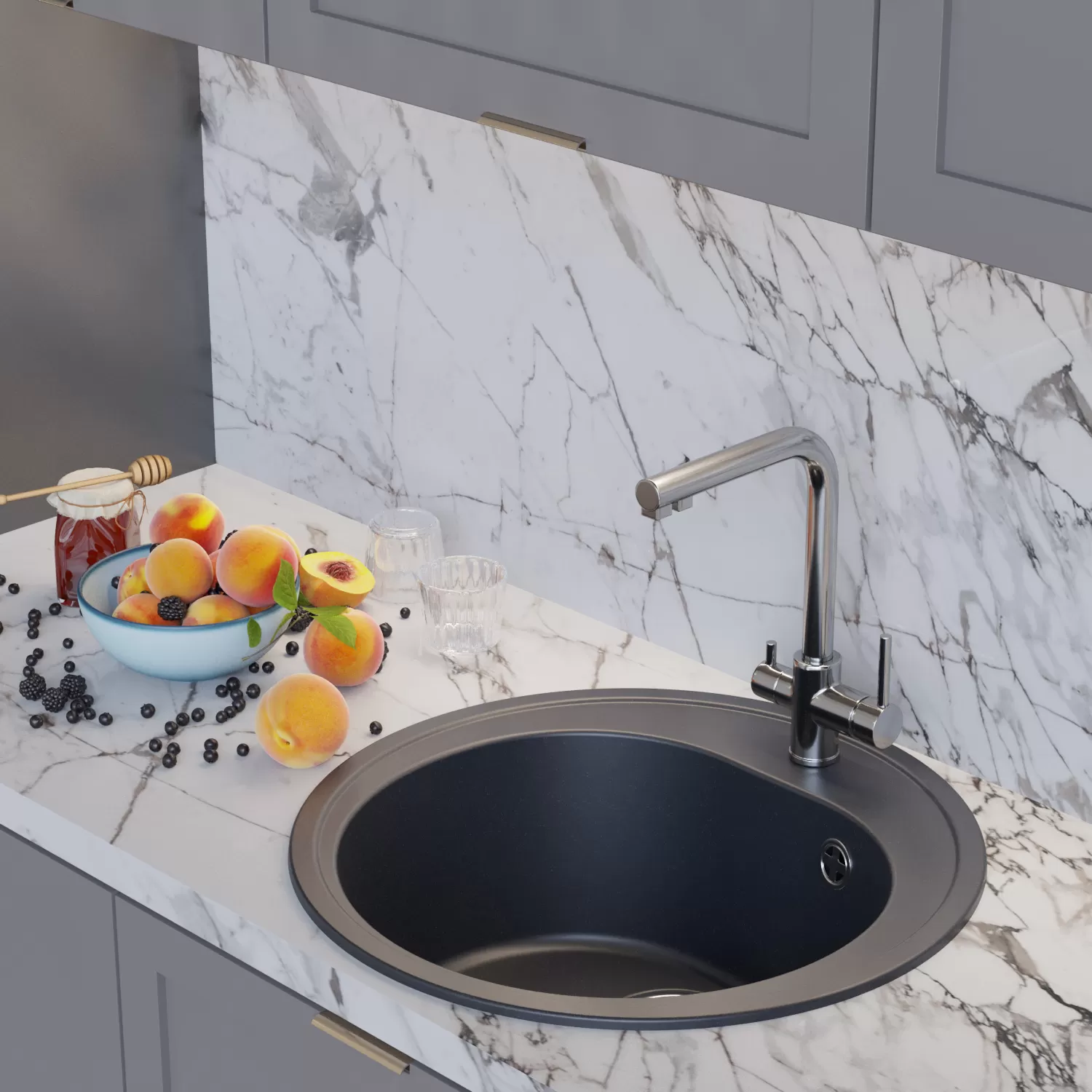 Мойкa MIXLINE ML-GM11 круглая  антрацит (343) 500мм (глуб. чаши 180) NEW (551828)