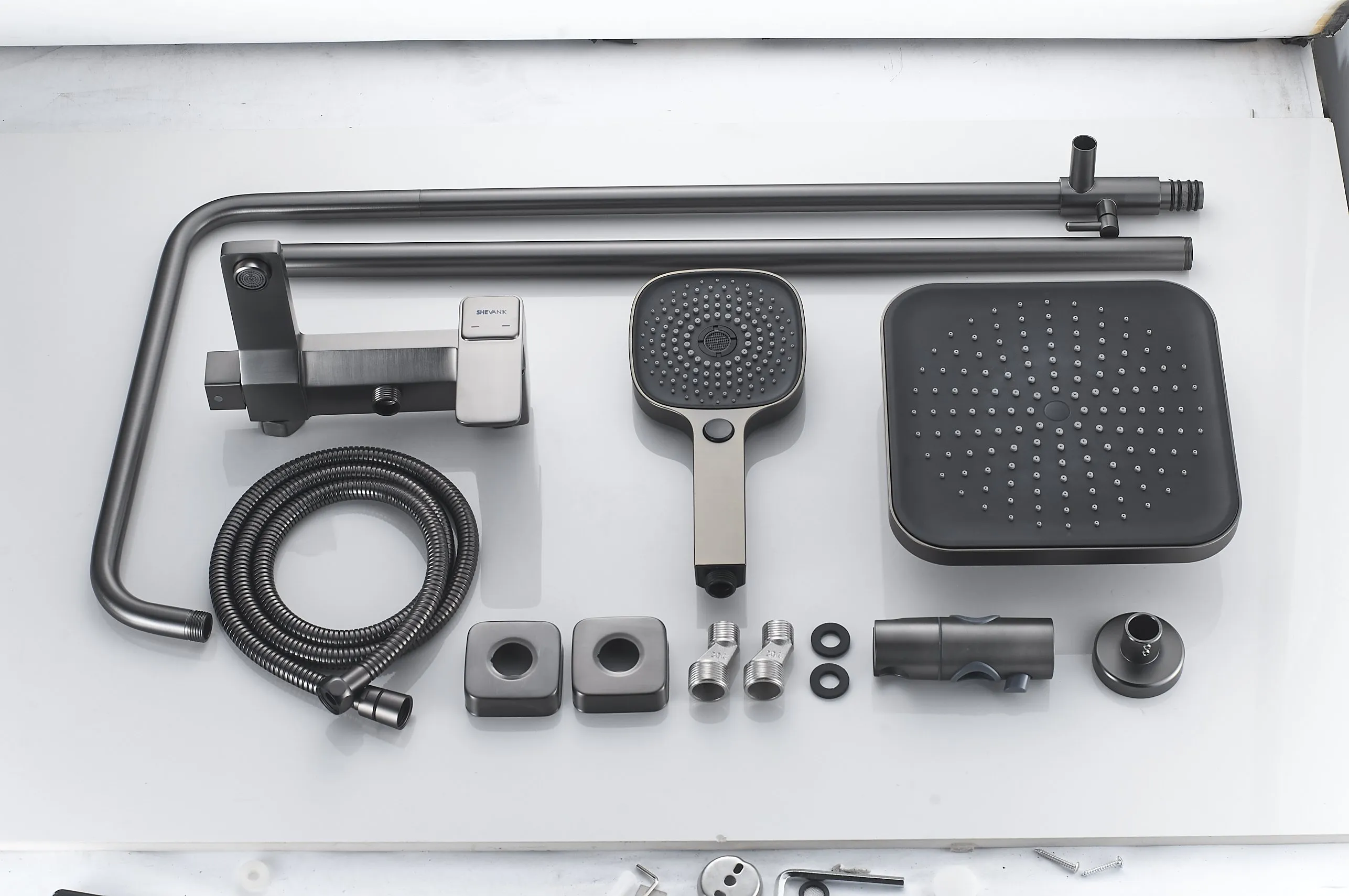 Душевая система Shevanik S9736T, оружейная сталь