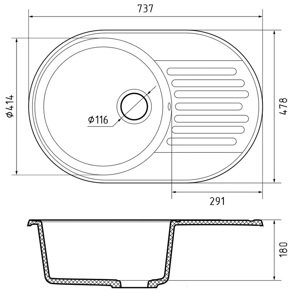 Кухонная мойка GranFest QUARZ 18, белый