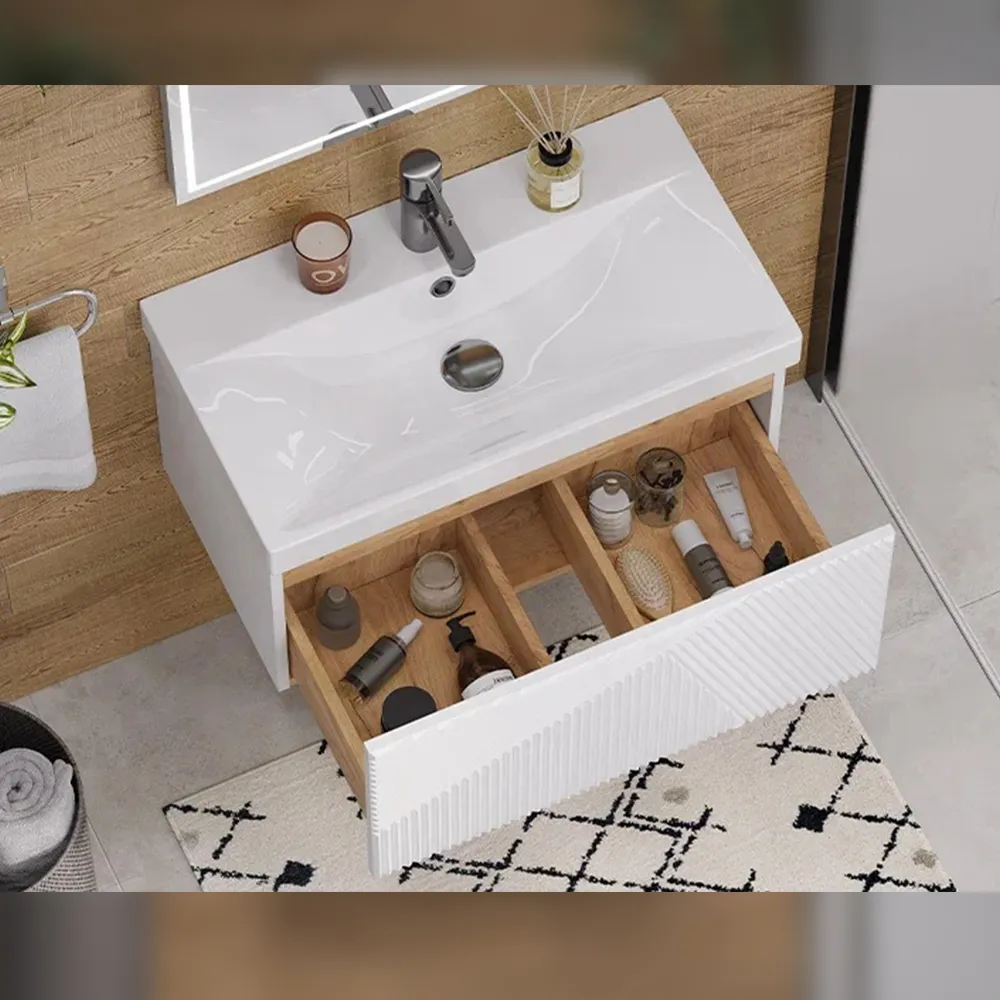 Тумба с раковиной подвесная Velvex Edge tp.EDG.9696.70.1Y белый глянец, 70 см