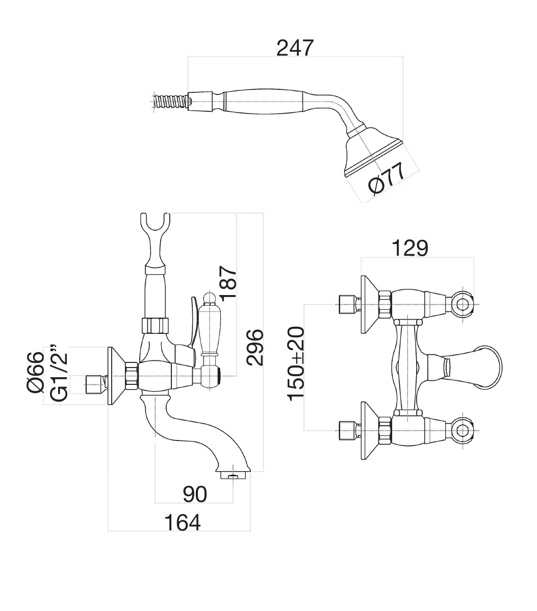 Смеситель для ванны Fiore COLONIALE 02OO0600, золото