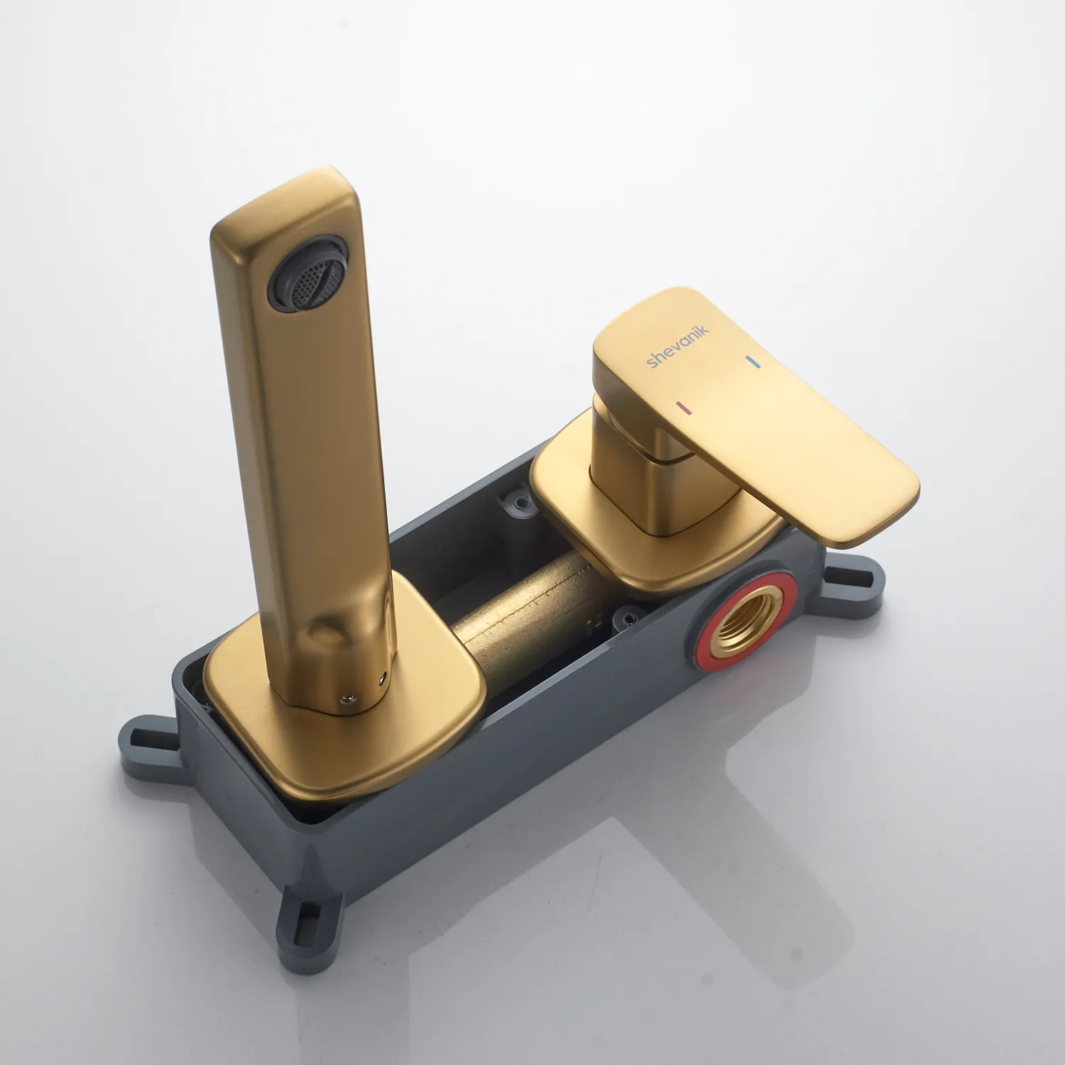 Смеситель для раковины встраиваемый Shevanik S9941G, золотой сатин