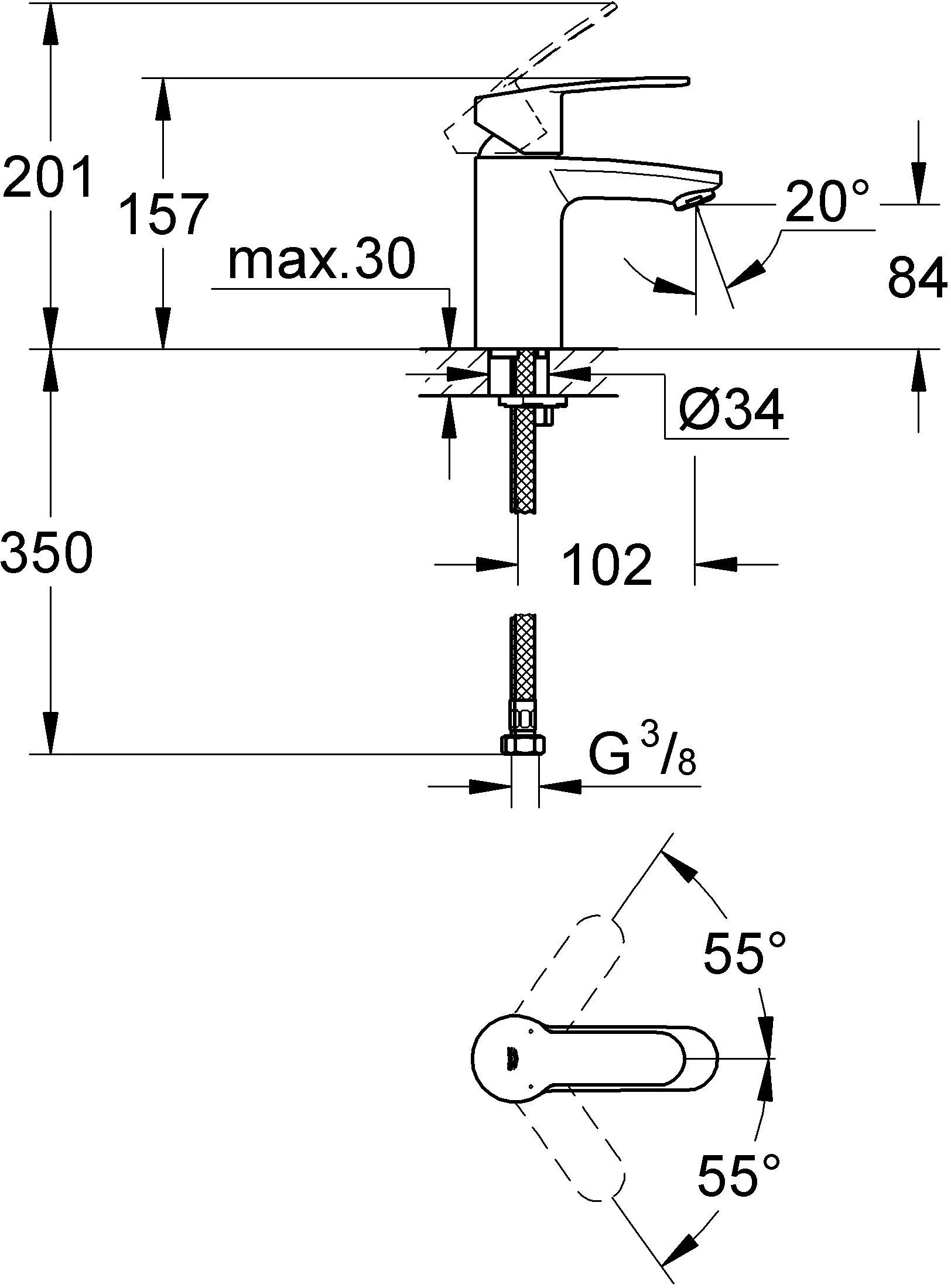 Смеситель для раковины Grohe Eurostyle Cosmopolitan 3246820E хром