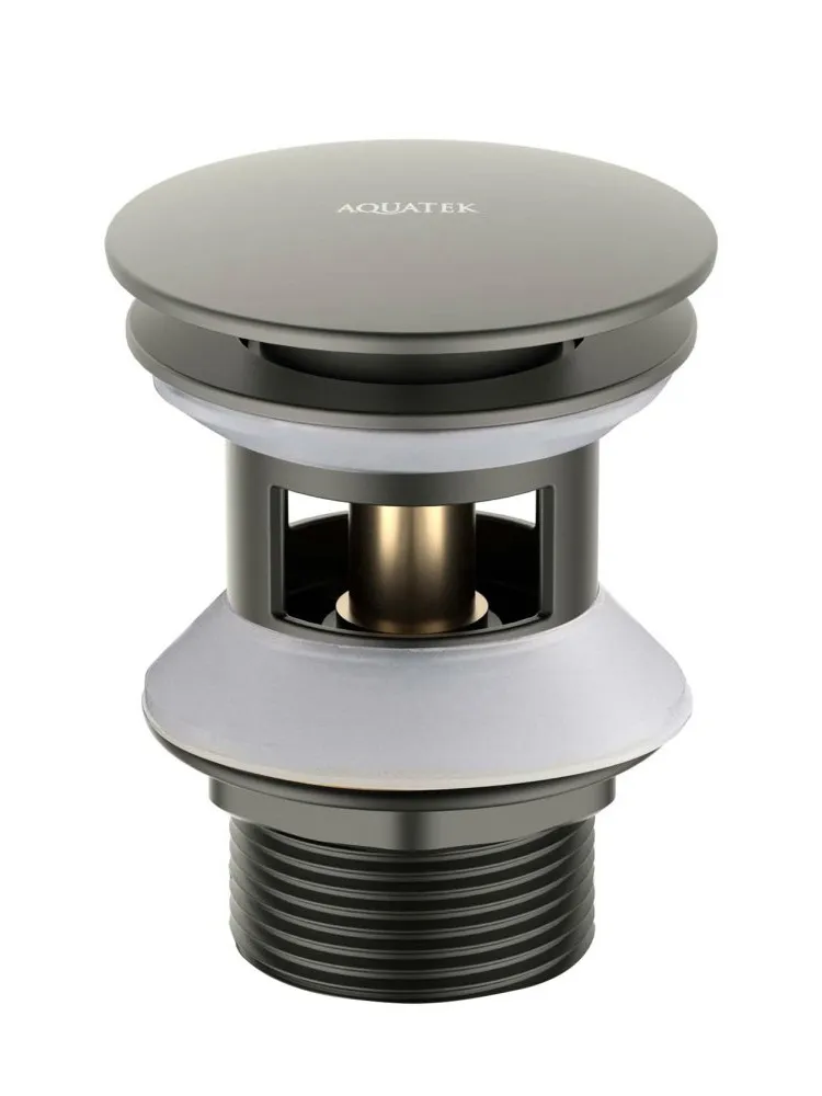 AQ6002BGM сливной набор для раковины Push-open с переливом, крышка круглая, шлиф. черный хром