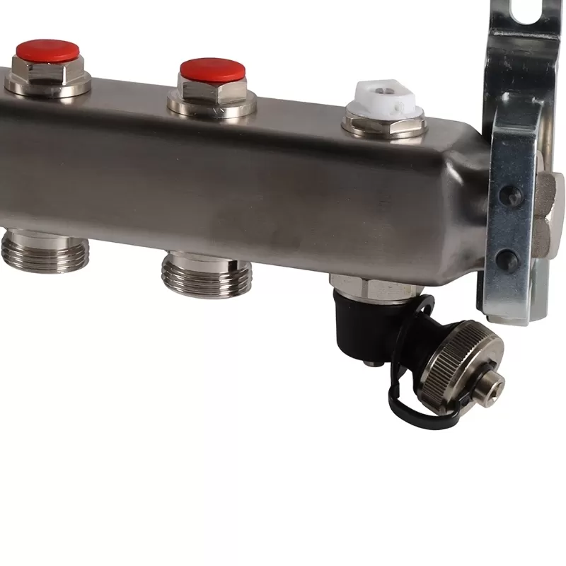 Коллектор Rommer 1"x3/4" на 9 контуров с запорными клапанами (нерж. сталь) (RMS-3201-000009)