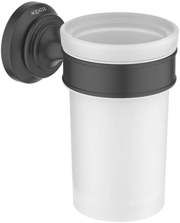 Стакан с держателем AQUATEK КЛАССИК, матовый черный AQ4527MB