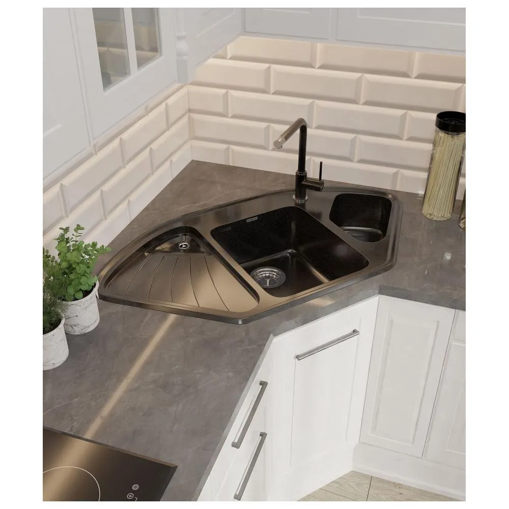 Кухонная мойка GranFest CORNER 1040E, черный