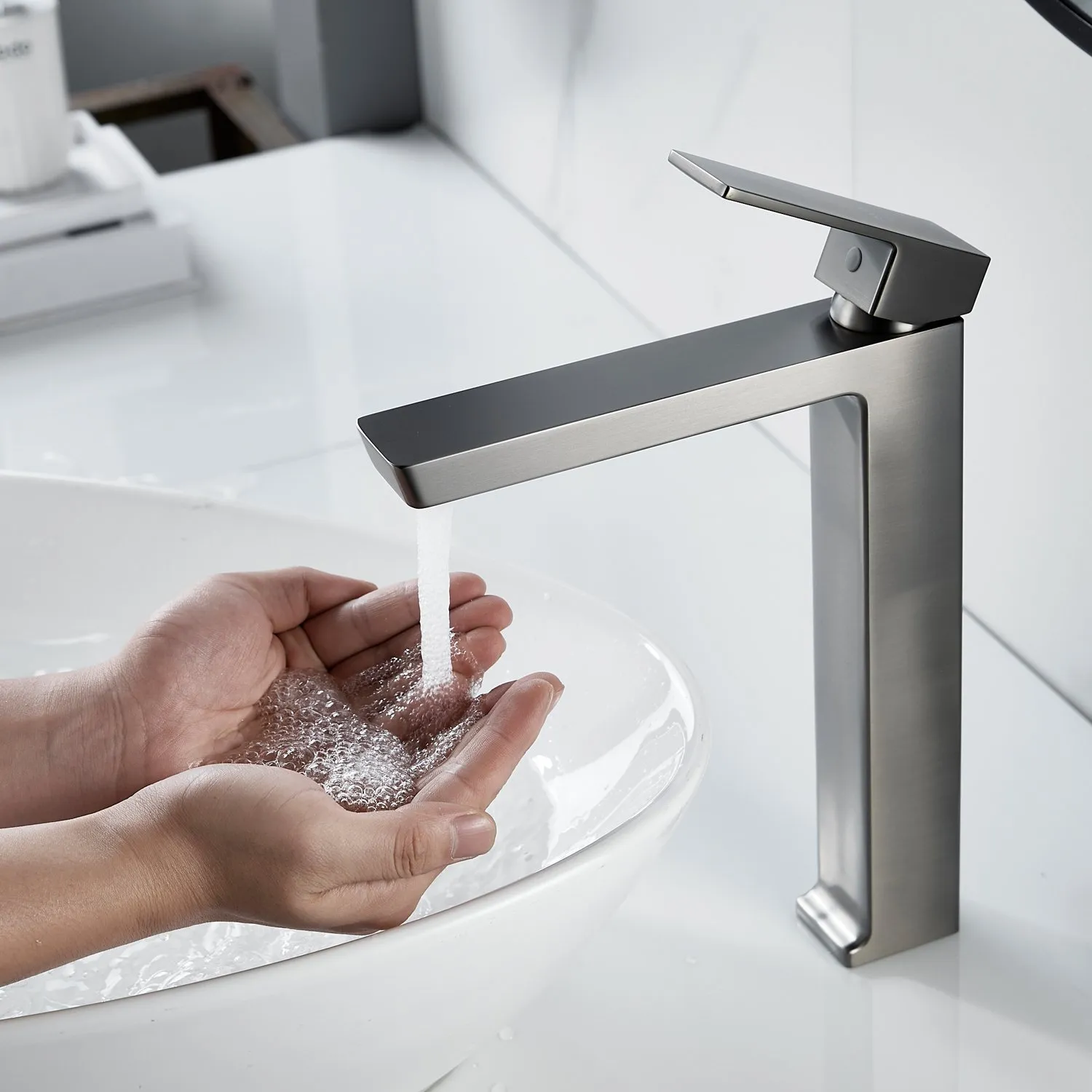 Смеситель для раковины высокий Rose R18T R1811T-1, оружейная сталь