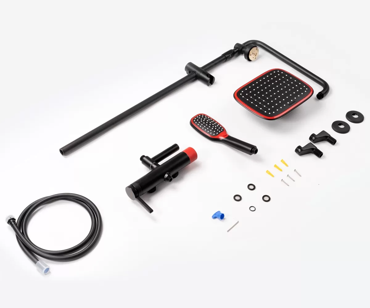 Комплект для ванны и душа AVANGARDE черный, красный (2039RH)