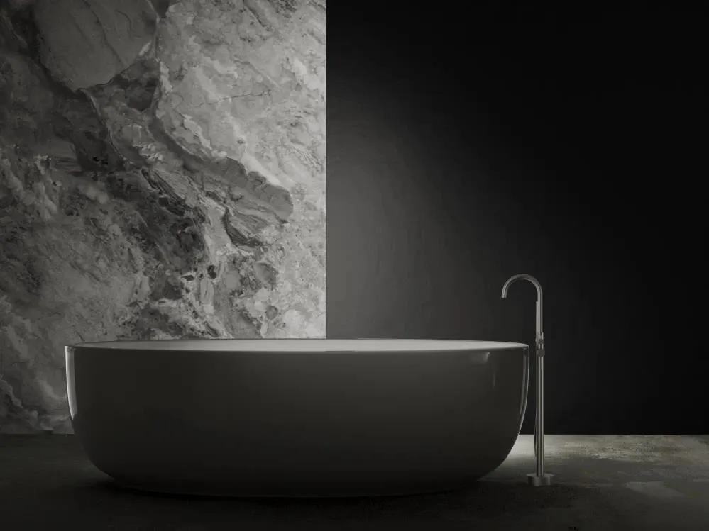 Смеситель для ванны напольный Knotlor SS-27, сатин