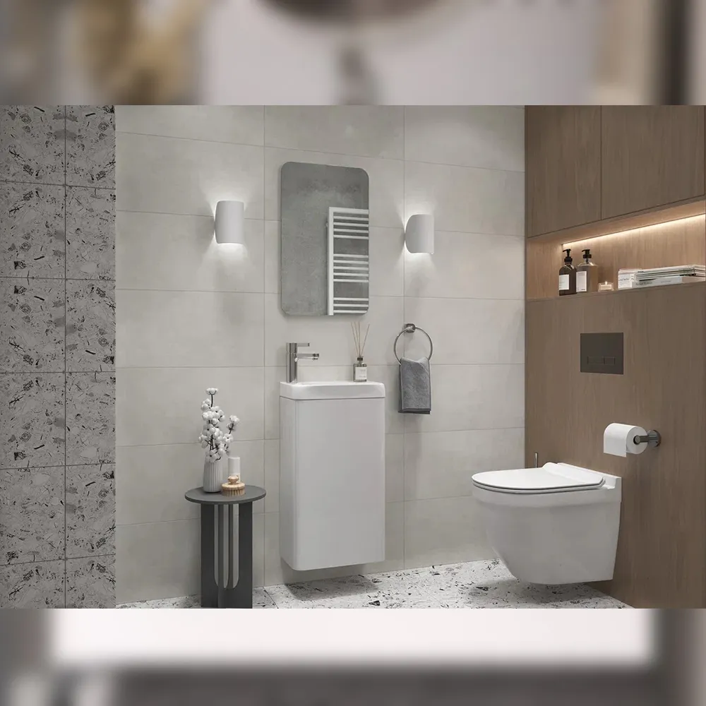 Тумба с раковиной подвесная Velvex Bio tp.BIO.BIO.MAXI.40.1D белый глянец, 40 см