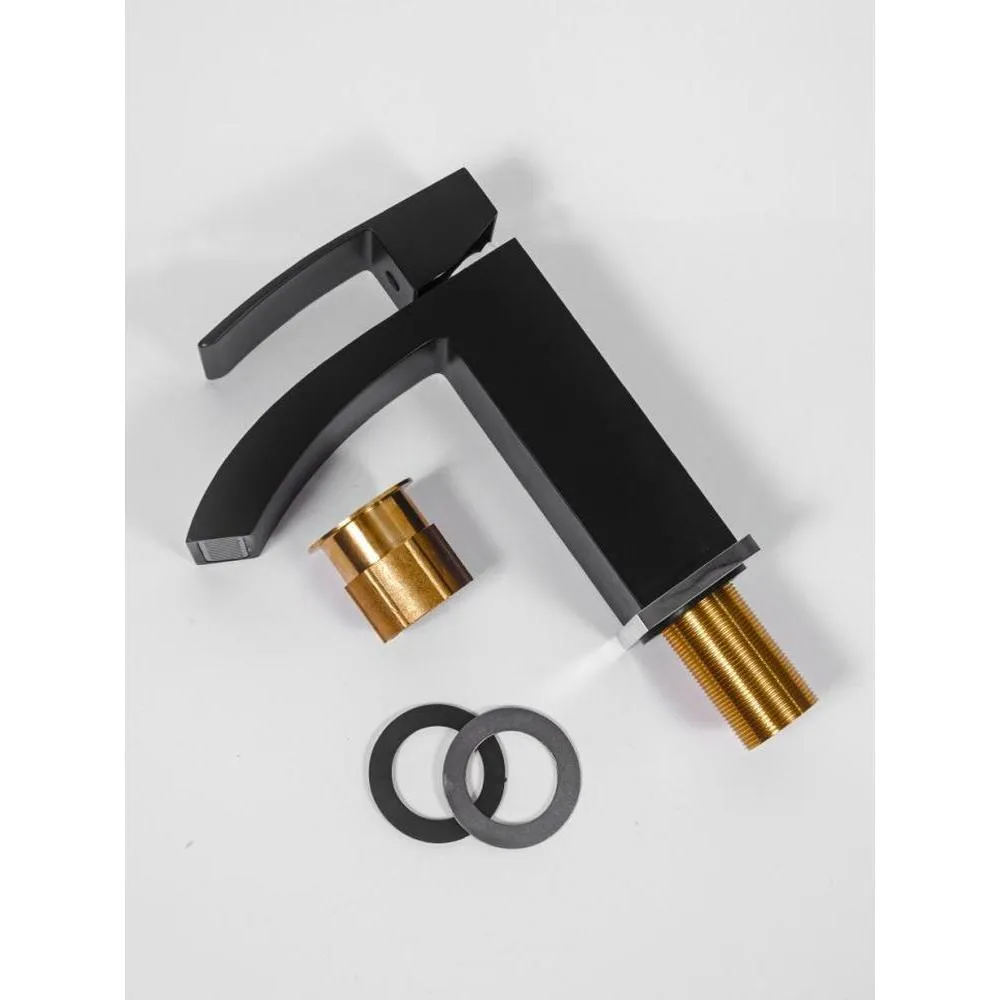 Смеситель для раковины Hansberge H1077BC, черный/хром