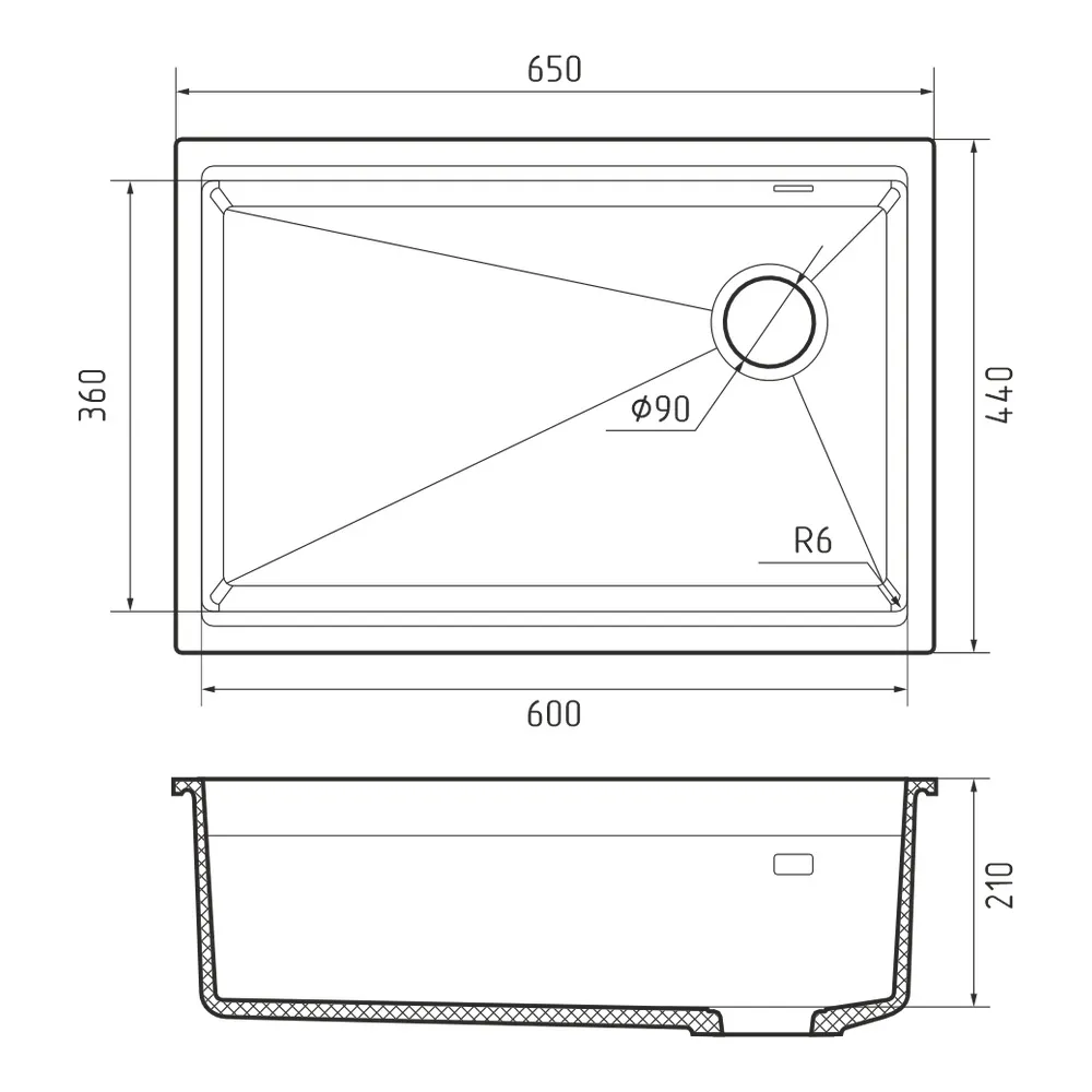 Кухонная мойка Rivelato LINO LN-654-R, черный