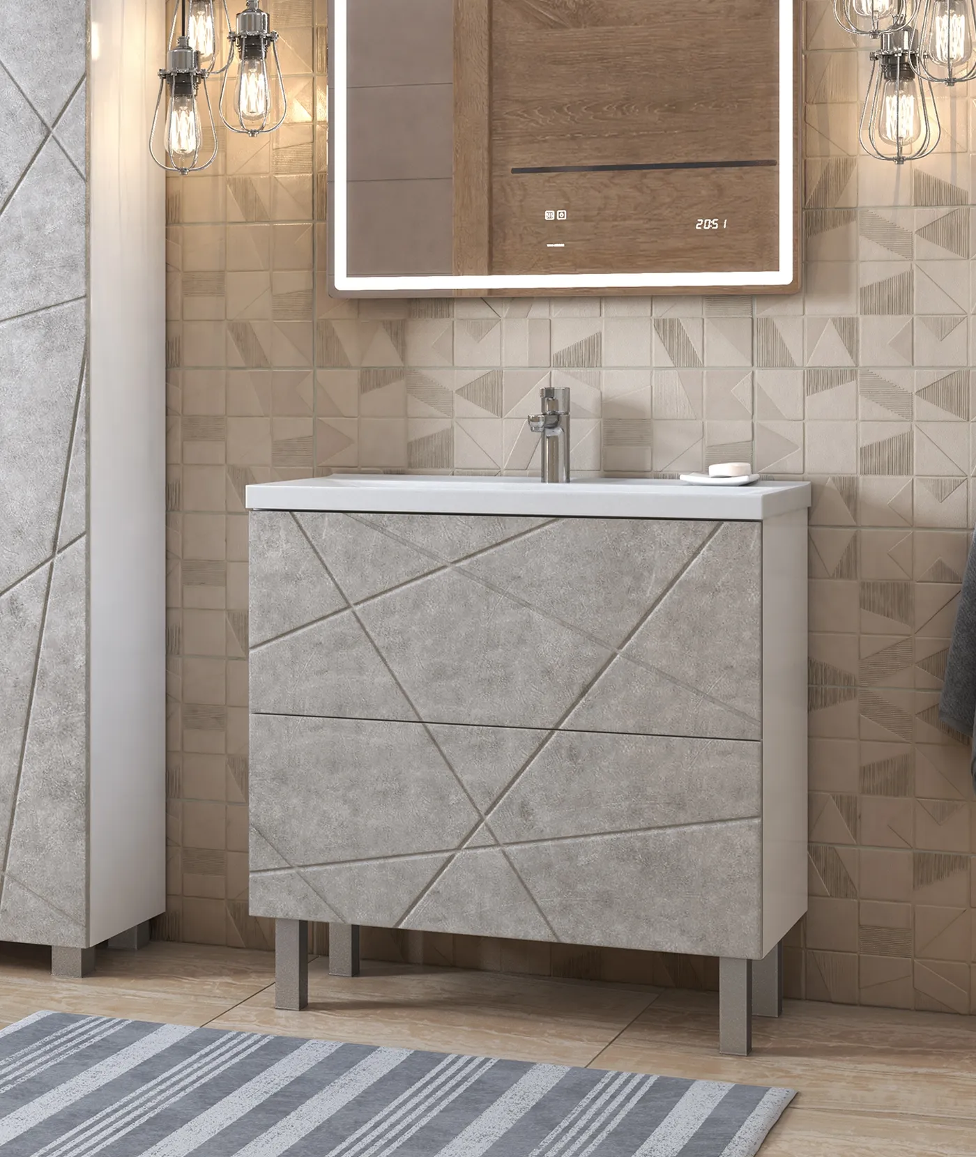 Тумба с раковиной напольная VIGO Geometry tn.bsf.GEO.FOS.70.2Y бетон, 70 см