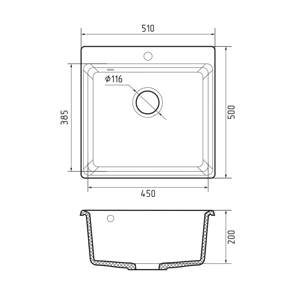 Кухонная мойка GranFest LEVEL 510, кашемир