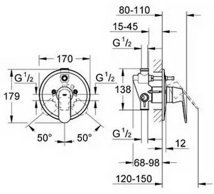 Смеситель для ванны GROHE Eurosmart Cosmopolitan встраиваемый без излива, хром (арт. 32879000)