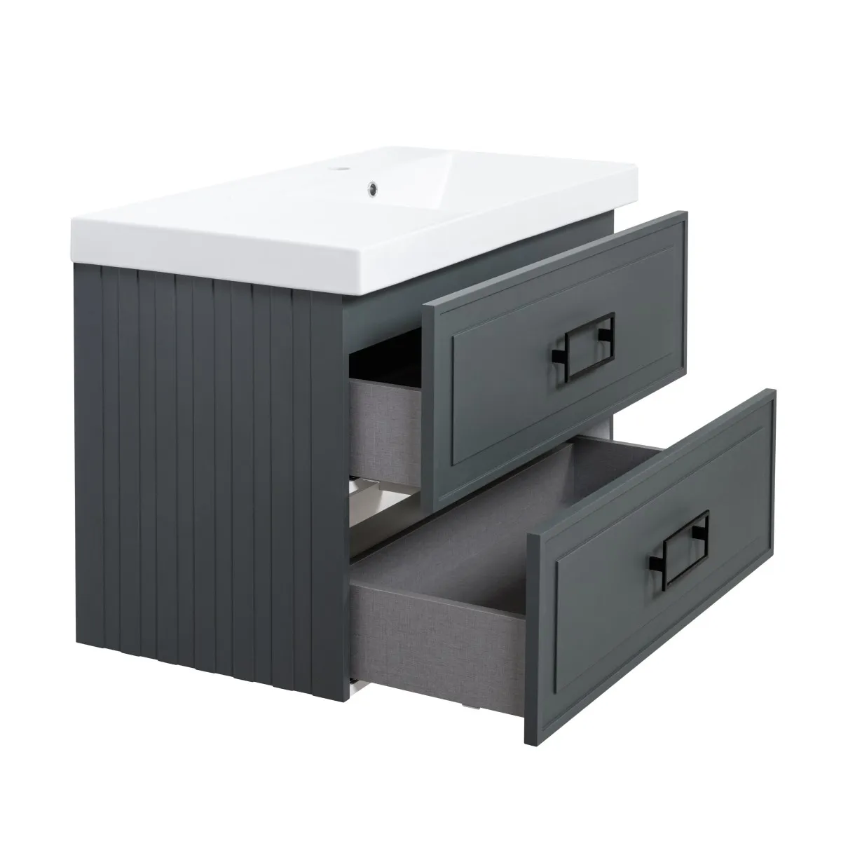 Тумба под раковину подвесная La Fenice Cubo TWIN FNC-01-CUB-G-90-2, серо-зеленая