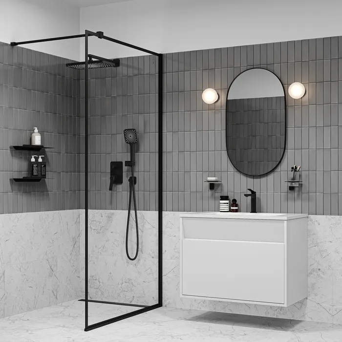 Встраиваемая система с тропическим и ручным душем, матовый черный, Parker, IDDIS, PARBL02i67