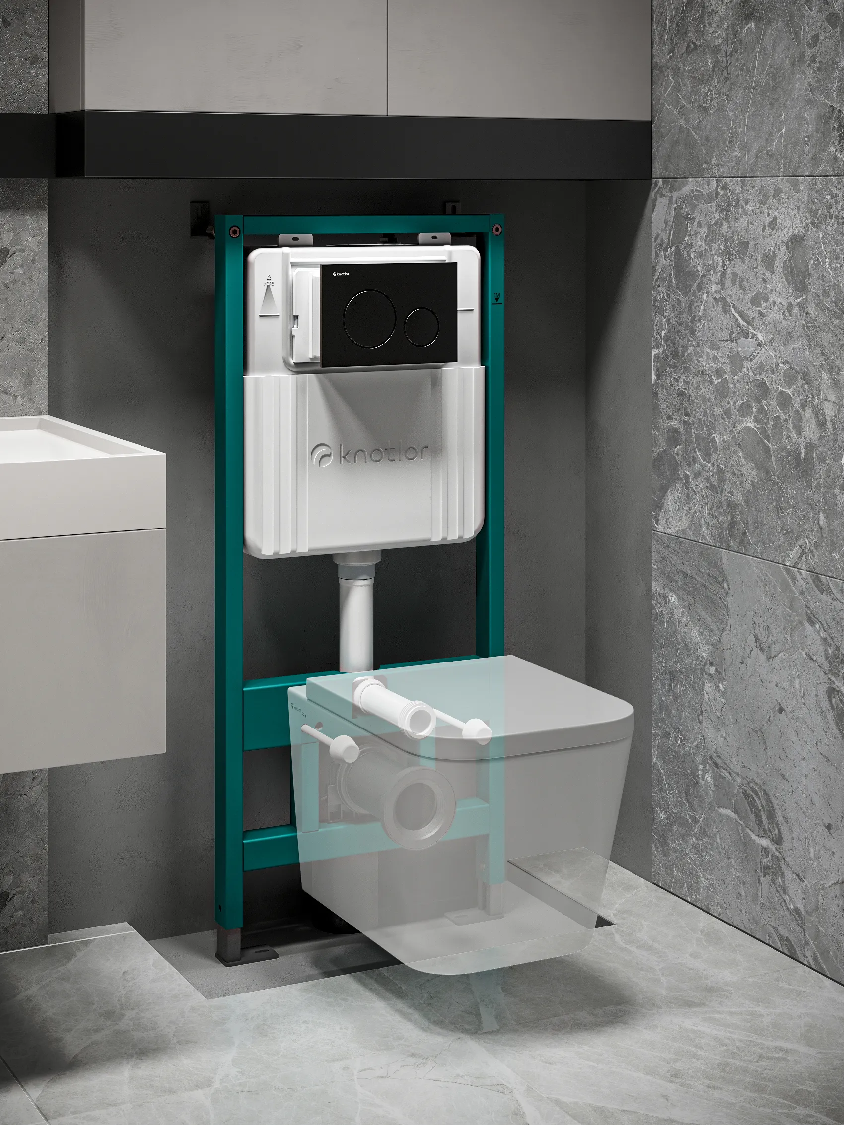 Инсталляция для подвесного унитаза Knotlor ISWC504FG (серия 1), бирюзовый