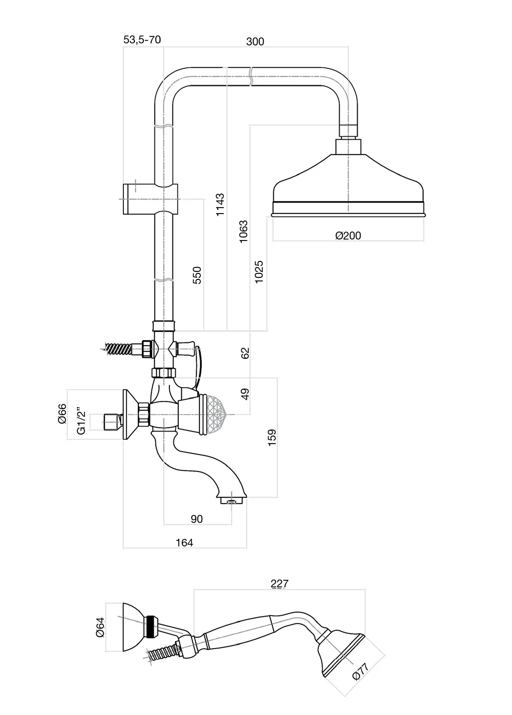 Душевая система Fiore XT SKY (SWAROVSKI®) 17ZZ0615, бронза