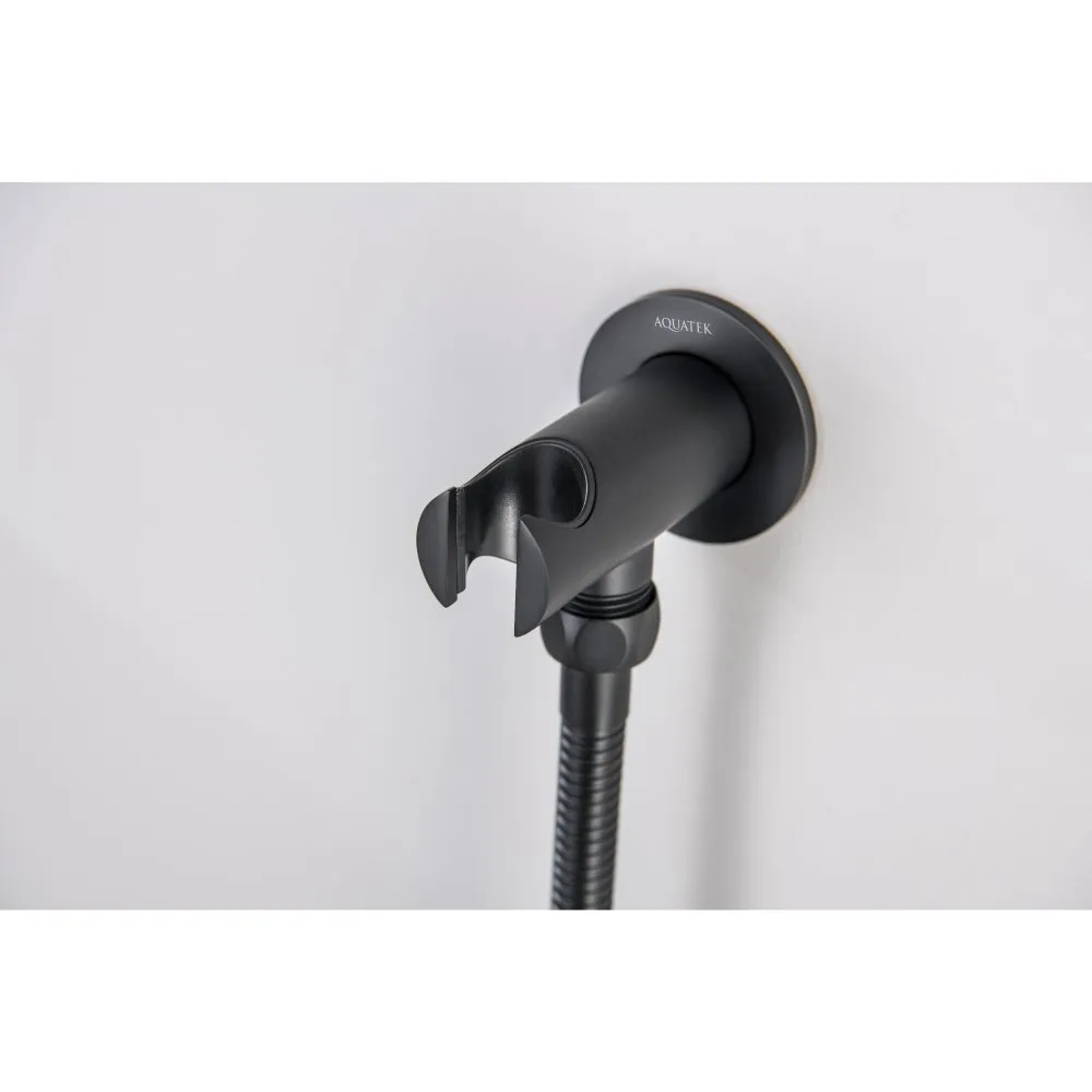 Шланговое подсоединение AQUATEK, с держателем, матовый черный AQ2460MB