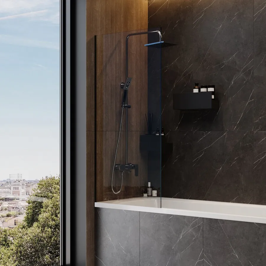 Шторка на ванну 70х140 см Maretti Marta MA41F7014099-560, профиль черный