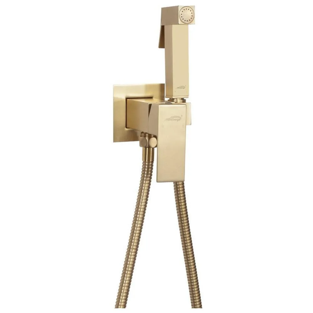 Гигиенический душ со смесителем встраиваемый Hansberge H3077MG, матовое золото