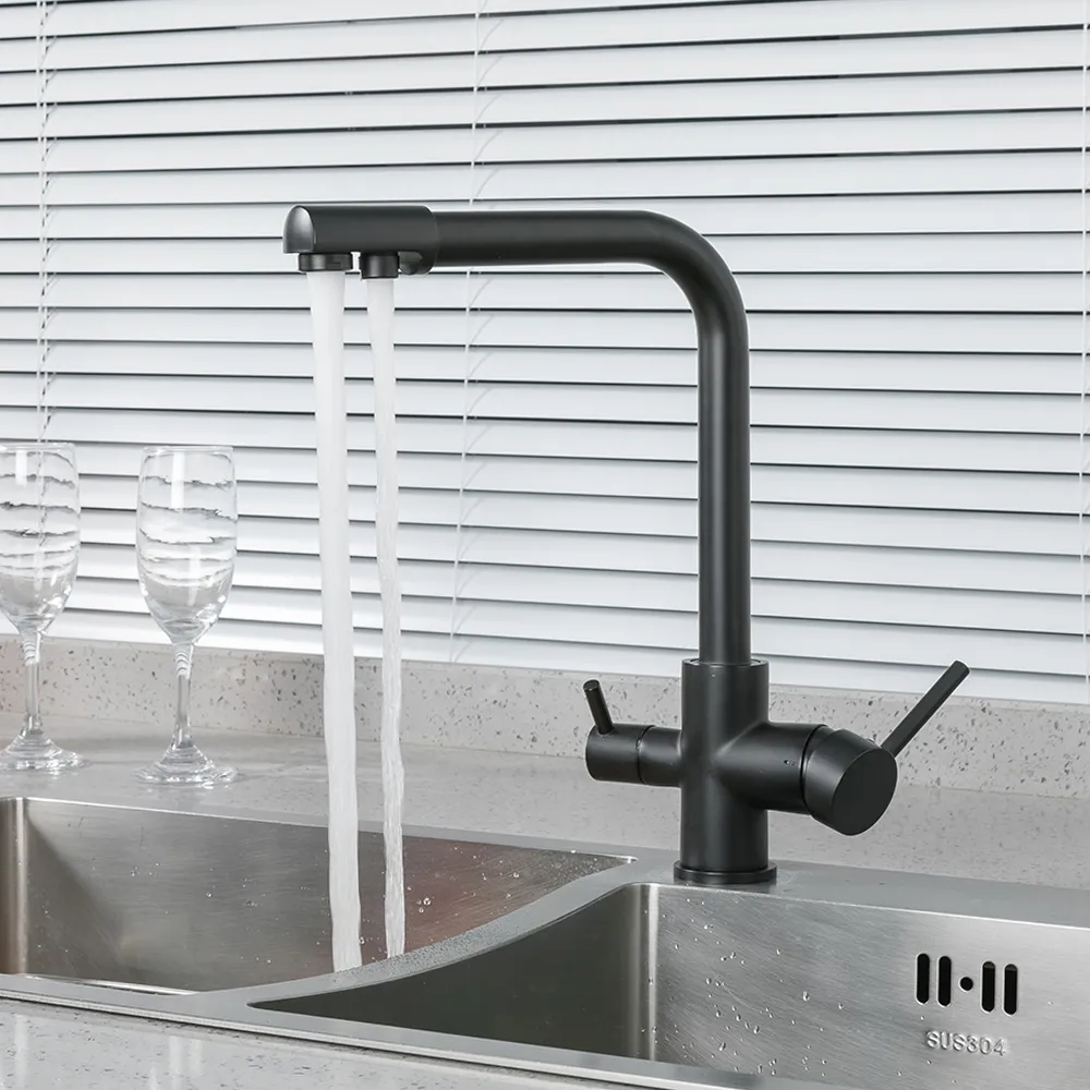 Смеситель для кухни с подключением фильтра FRUD R43053-7, черный