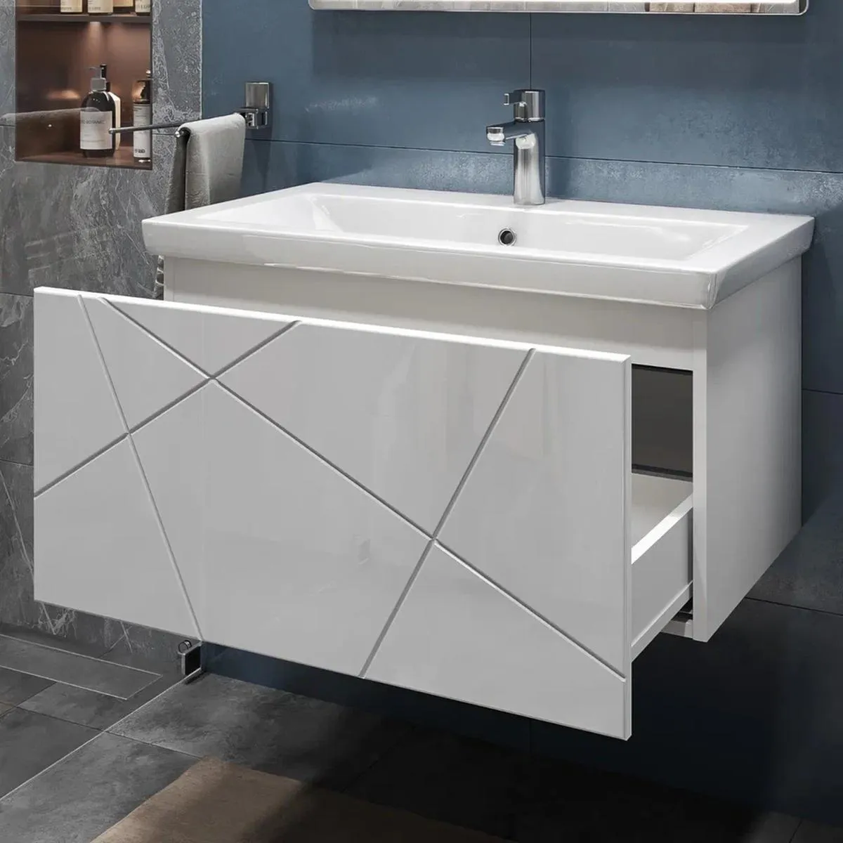 Тумба с раковиной подвесная VIGO Geometry 035, 80 см