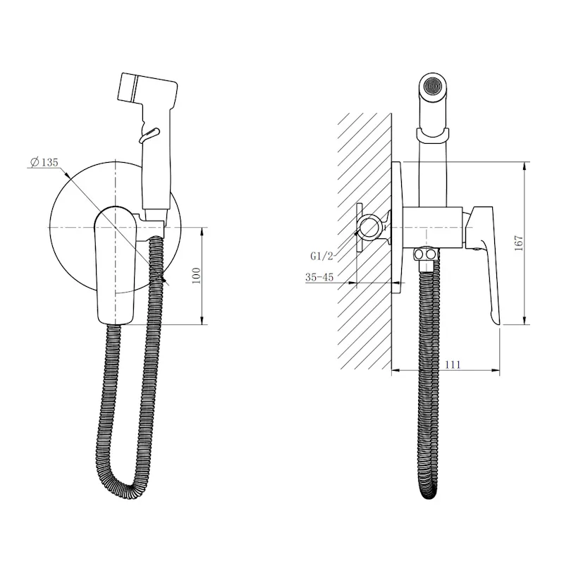 Гигиенический душ со смесителем встраиваемый ESKO SMHLGW, белый