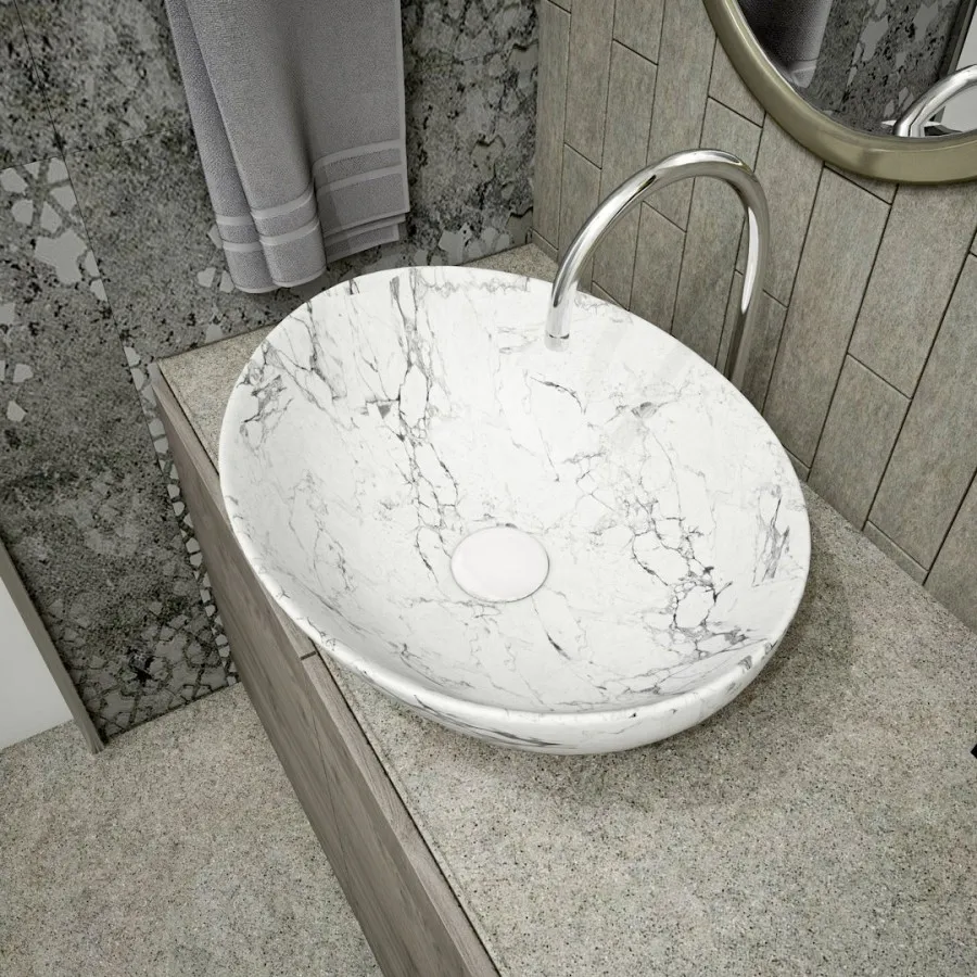 Раковина чаша Maretti EN13NS87-740MR, белый мрамор