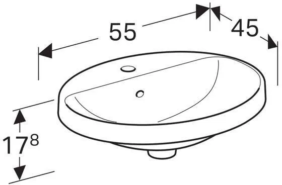 Раковина встраиваемая в столешницу Geberit VariForm овальной формы (55х45 см) (500.720.01.2)