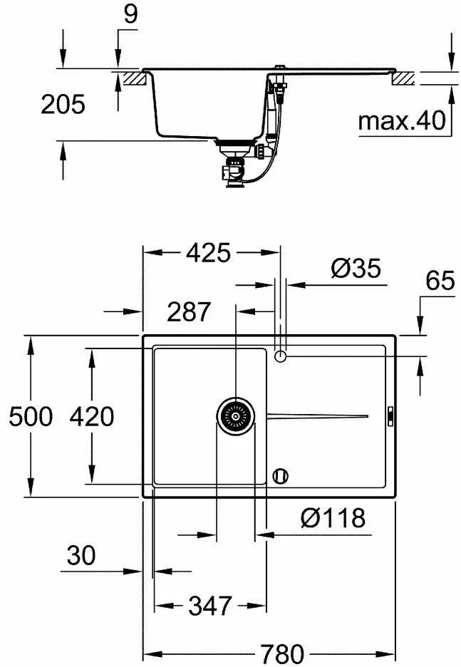 Кухонная мойка Grohe K400 78x50 31639AP0