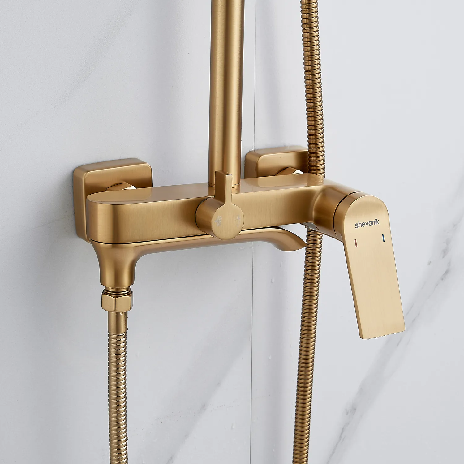 Душевая система Shevanik S4136G, золотой сатин