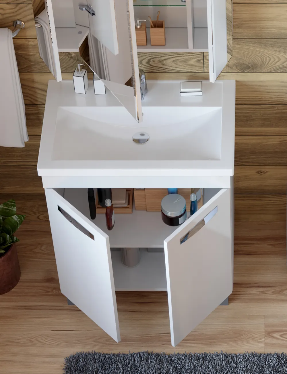 Тумба с раковиной напольная VIGO Plaza tn.PLA.FOS.70.2D, 70 см