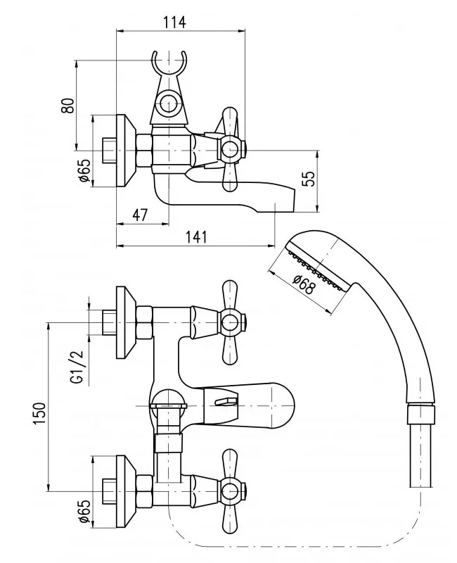 Смеситель для ванны Rav Slezak Morava MK154.5/1