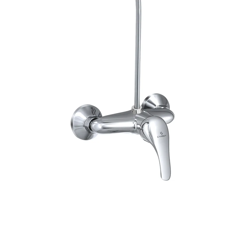 Смеситель для душа Славен Прораб со стационарной пластиковой душевой сеткой, одноручный (СЛ-ОД-П42)