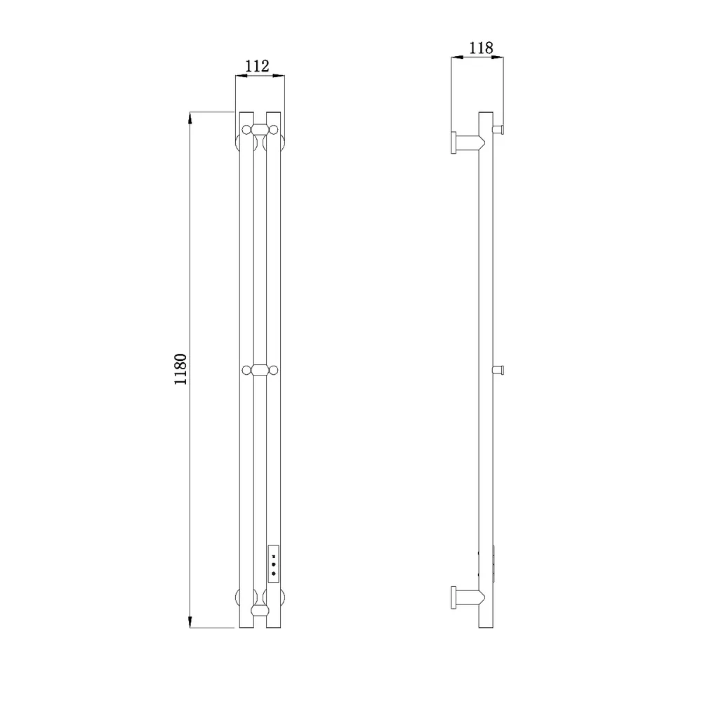 Полотенцесушитель электрический RAGLO R350.11.05 настенный сенсорный узкий с терморегулятором, сатин