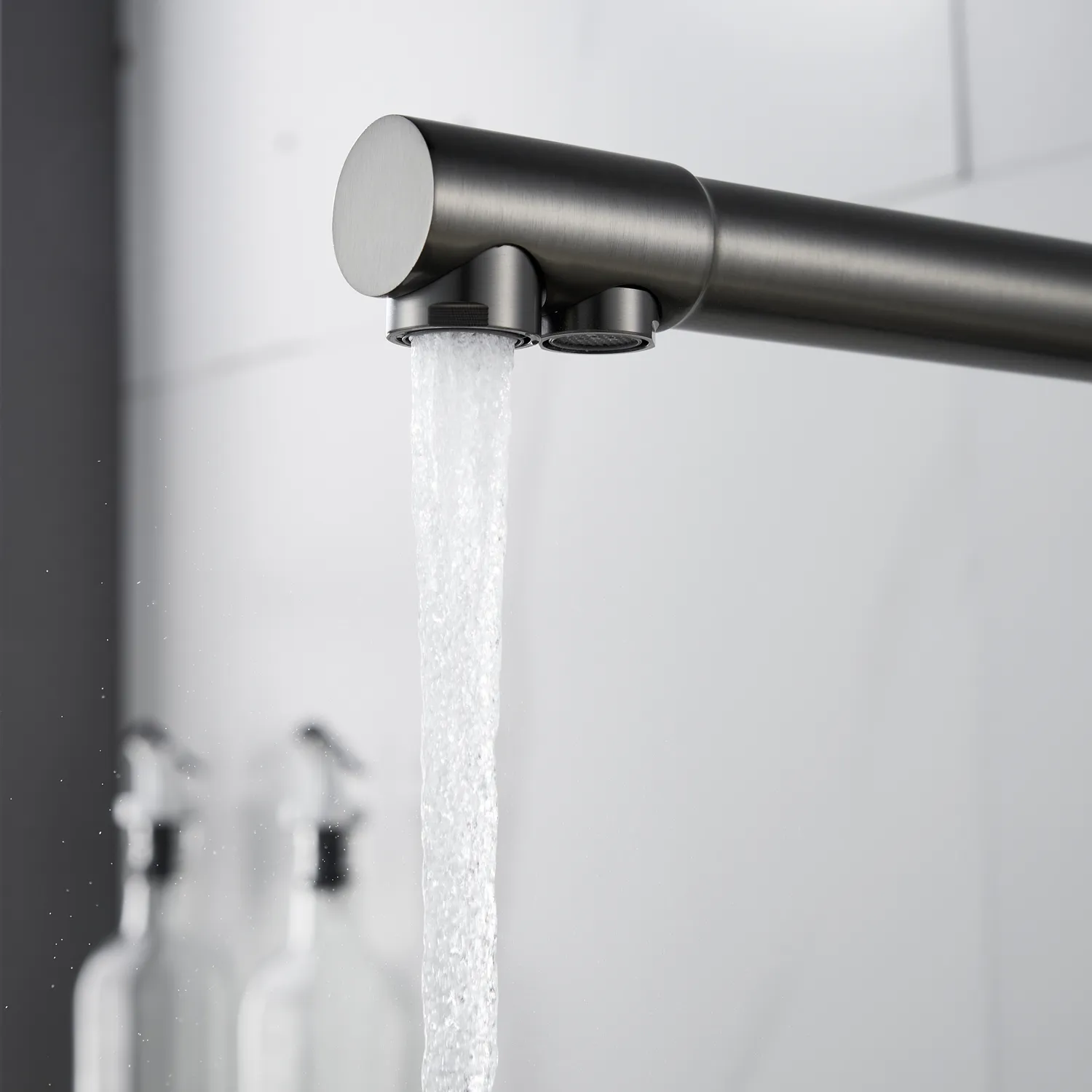 Смеситель для кухни с подключением фильтра Shevanik S248T, оружейная сталь