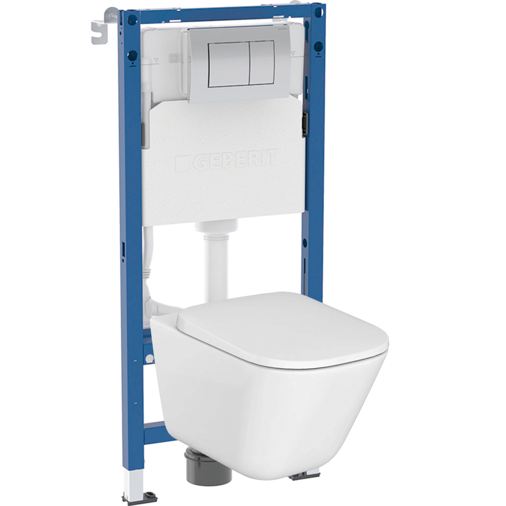 Комплект инсталляция и унитаз подвесной безободковый Geberit Delta The Gap, белый (458.163.21.R2)