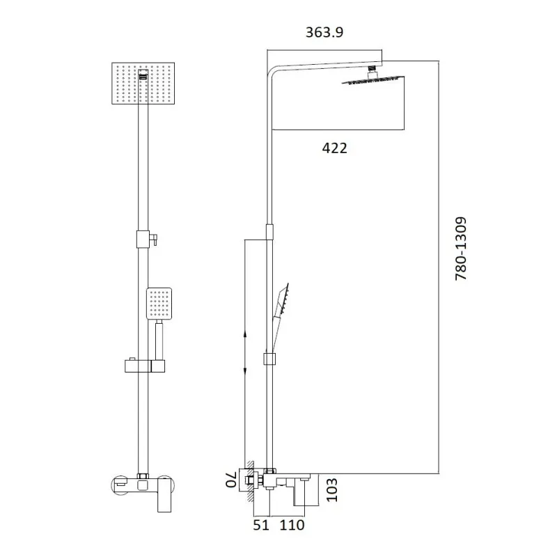 Душевая система D-Lin H10A24, черный