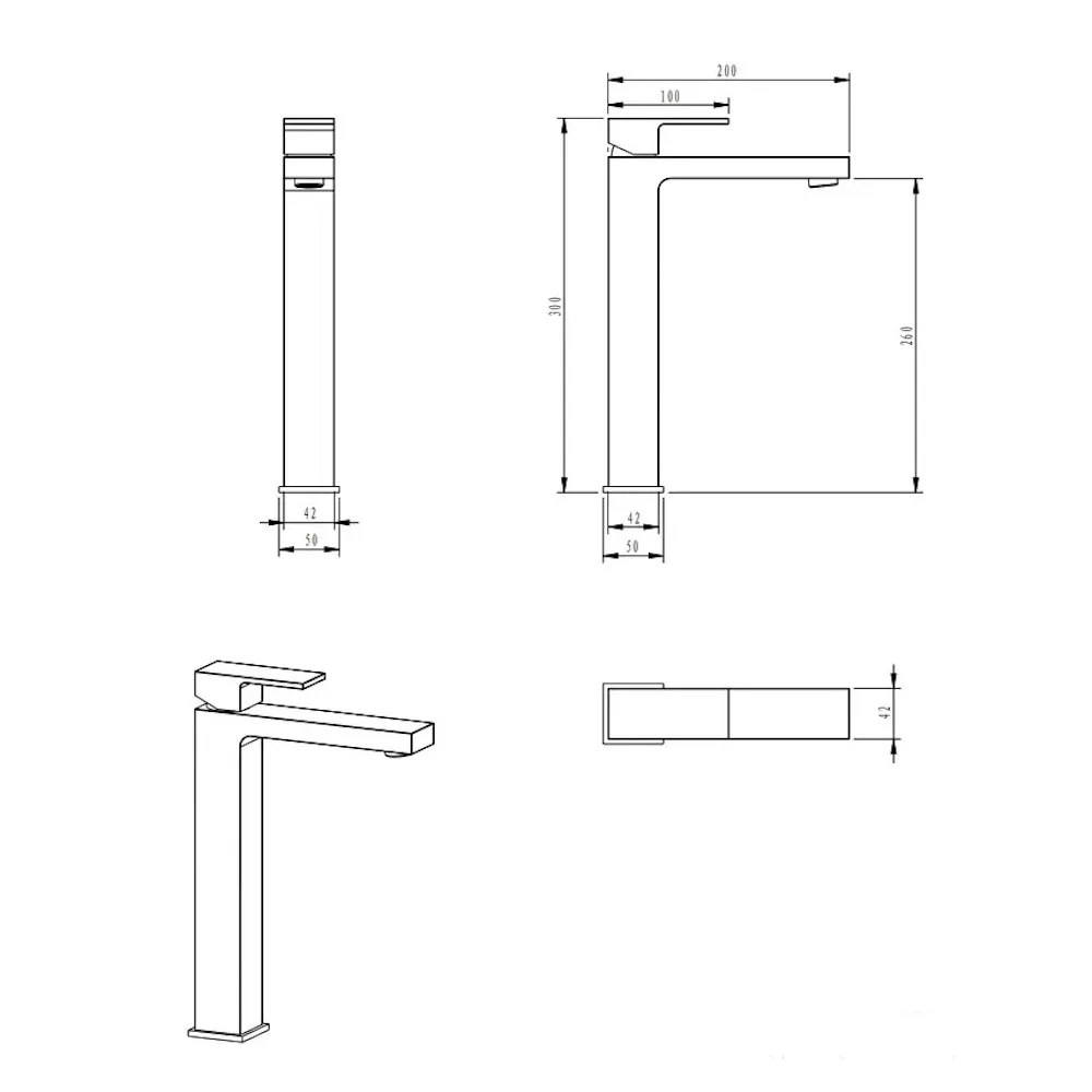 Смеситель для раковины высокий FILARETE Fing FL6040BL, черный