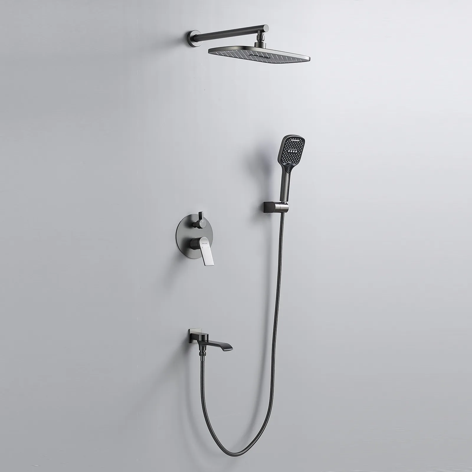 Душевая система встраиваемая Shevanik S4135T, оружейная сталь