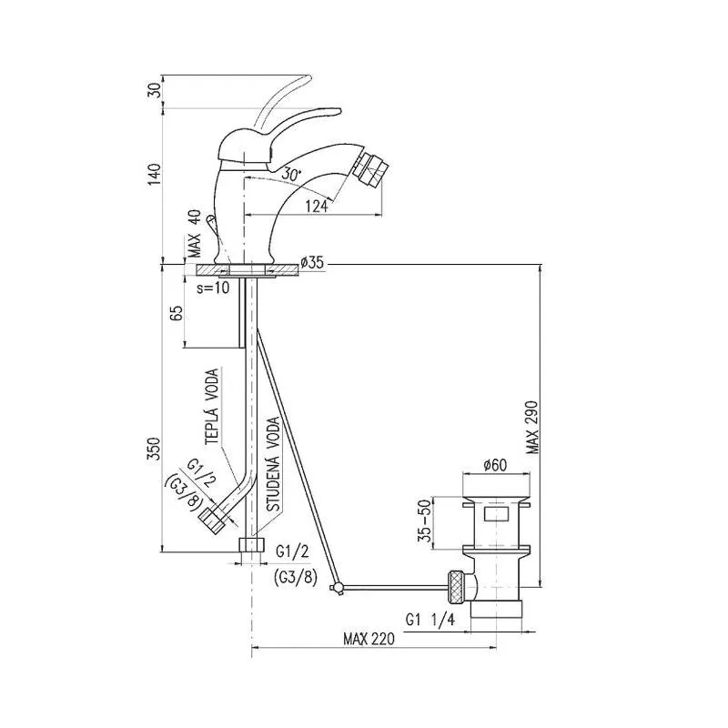 Смеситель для биде Rav Slezak LABE L045.5K, хром