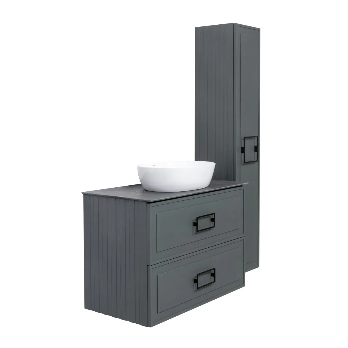 Тумба под раковину подвесная La Fenice Cubo TWIN FNC-01-CUB-G-80-2, серо-зеленая