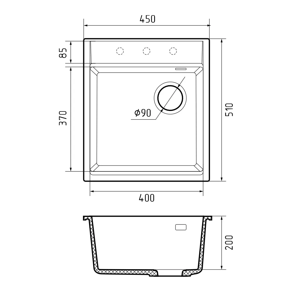 Кухонная мойка Rivelato TESORO TR-455-R, топаз