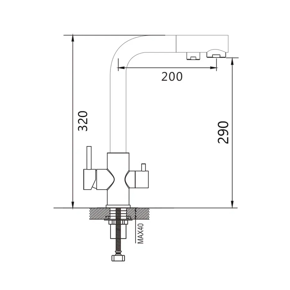 Смеситель для кухни с подключением фильтра Maretti Project Black PB31RZF12, черный